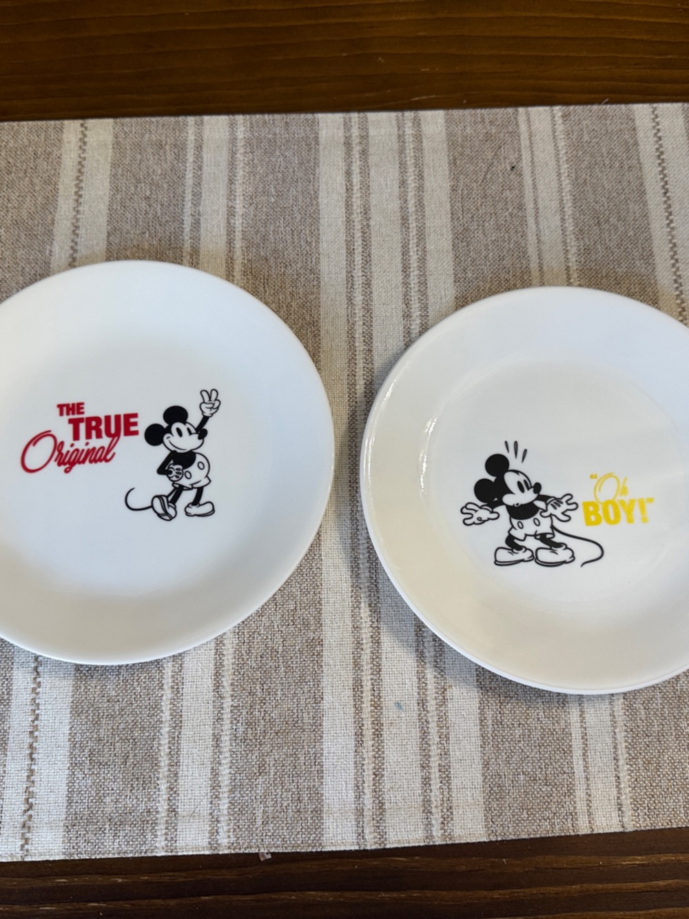 Disney Mickey Mouse White Ceramic Dessert Plates - Set of 2